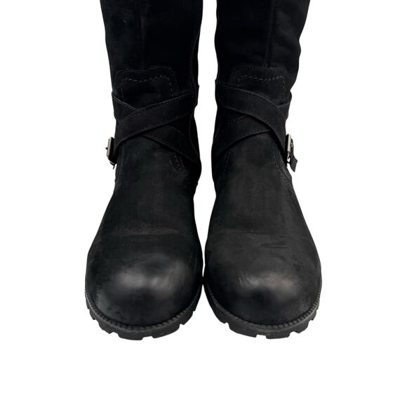 Hotter Comfort Concept Belle Black Nubuck Leather Knee High Moto Riding Boots - Picture 7 of 15